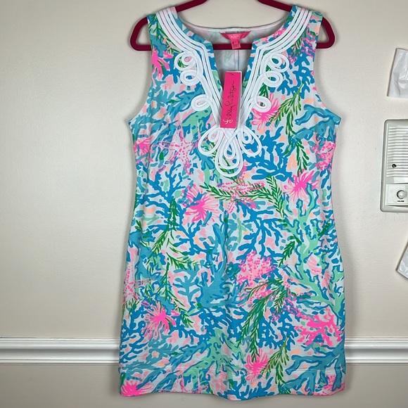 NWT Lilly Pulitzer Harper Shift Dress in Multi, Coral Bay Print, Size Large - Picture 14 of 14